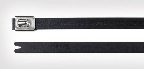 HellermannTyton Kabelbinder MBT8SFC-SS316/SP-BK Schwarz mit Kugelverschluss, UV-stabilisiert, Edelstahl, Breite: 4,60 mm, Länge: 201 mm - Bild 1