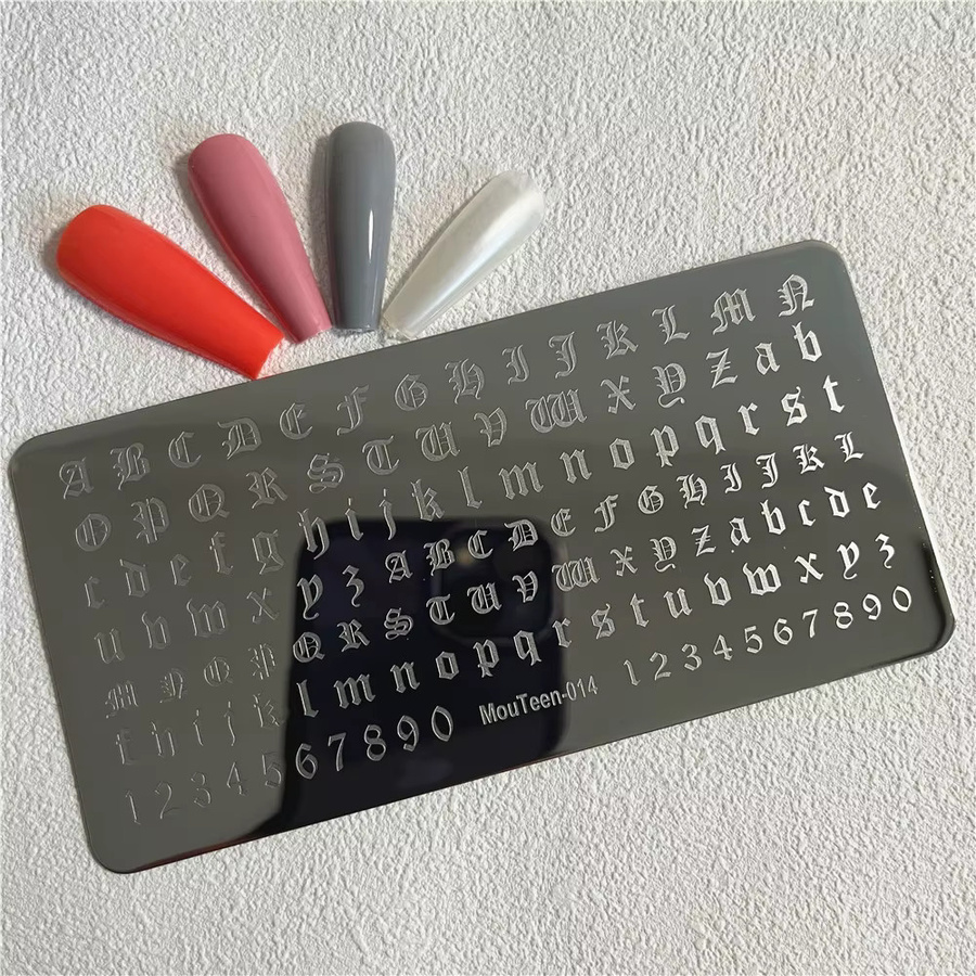 Mouteen Nagelstempelplatte, Gothic Buchstaben - Bild 2
