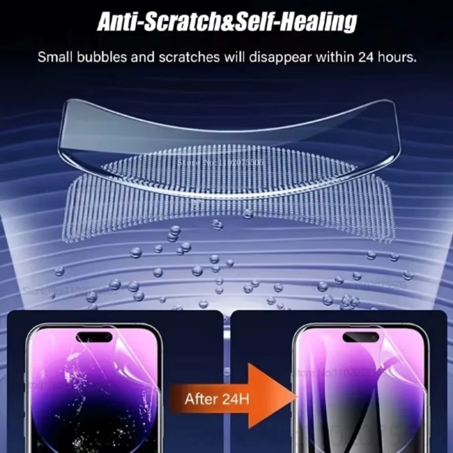 4 Stück Full Cover HD Hydrogel Displayschutzfolien für Apple iPhone 11 12 13 14 15 16 17 Pro Max Plus Mini, transparent - Bild 2
