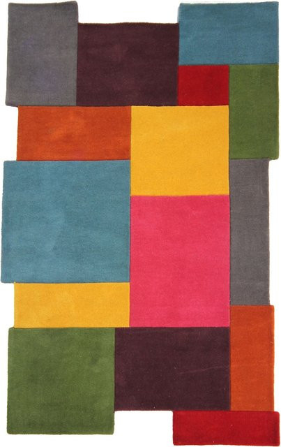 Strapazierfähiger Wollteppich Kadima HALLEIN in Bunt mit Geometrie-Relief, B/T: 150 x 240 cm - Bild 1
