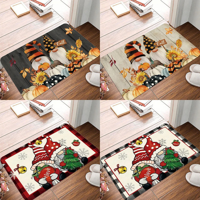 VIKAMA Weihnachtselfen-Teppich rutschfeste Bodenmatte für Schlafzimmer, Küche und Flur in ästhetischem Design - Bild 1