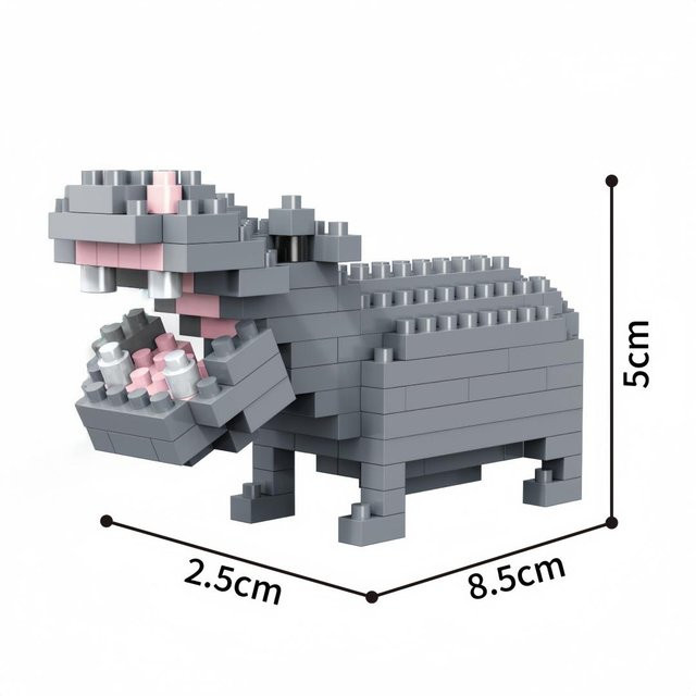 Knew Tier Konstruktionsset Elefant, Nilpferd, Löwe, Leopard, 3D - Bild 1