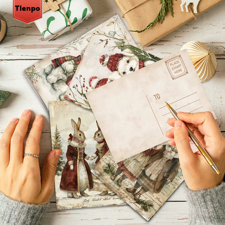32-teiliges Weihnachts-Postkarten-Set mit Hunde- und Katzen-Designs in Mehrfarbig, hochwertige Sammelkarten aus Papier - Bild 3
