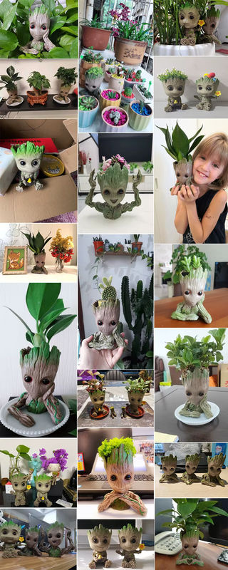 MINISO Gartenornament Groot Baum Mann Figur aus Kunstharz in Braun als Pflanztopf und Dekoration - Bild 4