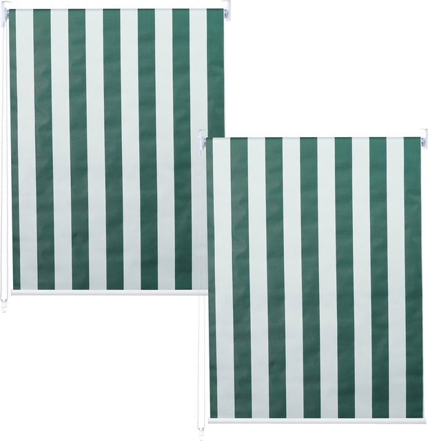 2er-Set MCW Seitenzugrollo D52 blickdicht Sonnenschutz, Farbe: Grün-Weiß, B: 100 cm, H: 160 cm - Bild 1