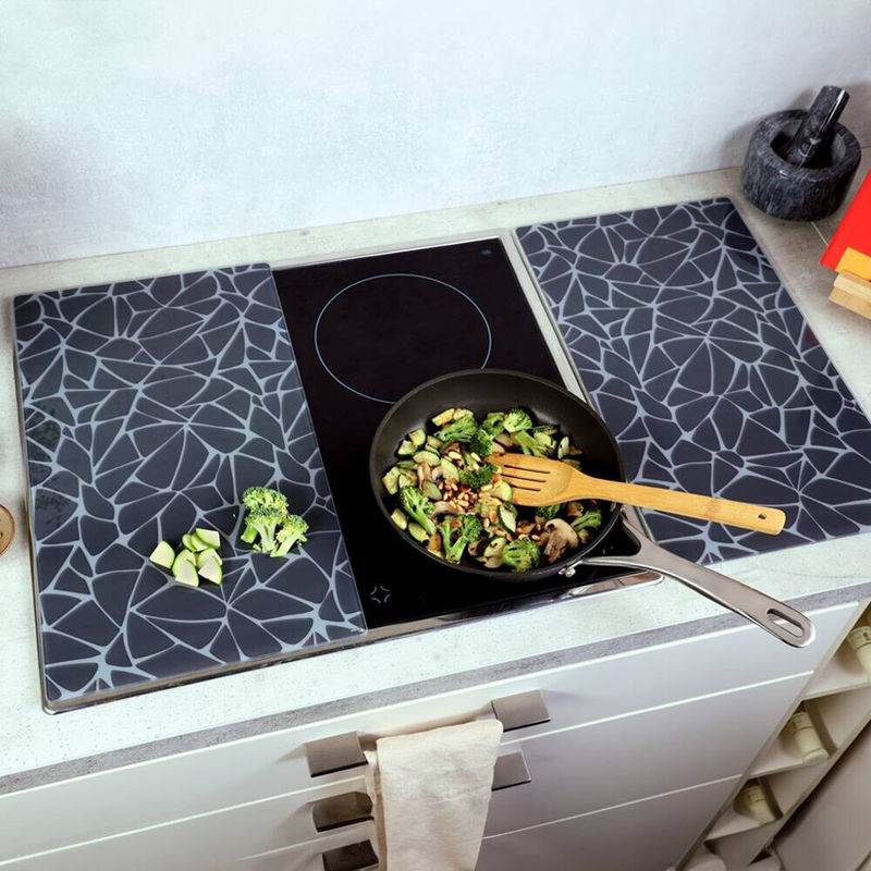 Kesper Multi-Glasschneideplatte Mosaik 2er-Set in Grau und Schwarz, rechteckig, B: 50,0 cm, H: 28,5 cm, T: 0,4 cm - Bild 2