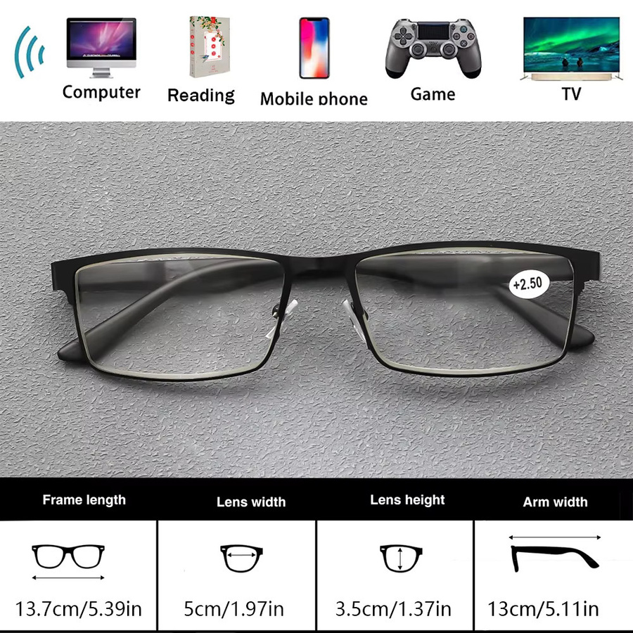 Lesebrille Unisex, rectangular, Metall, black, Krokodil - Bild 2