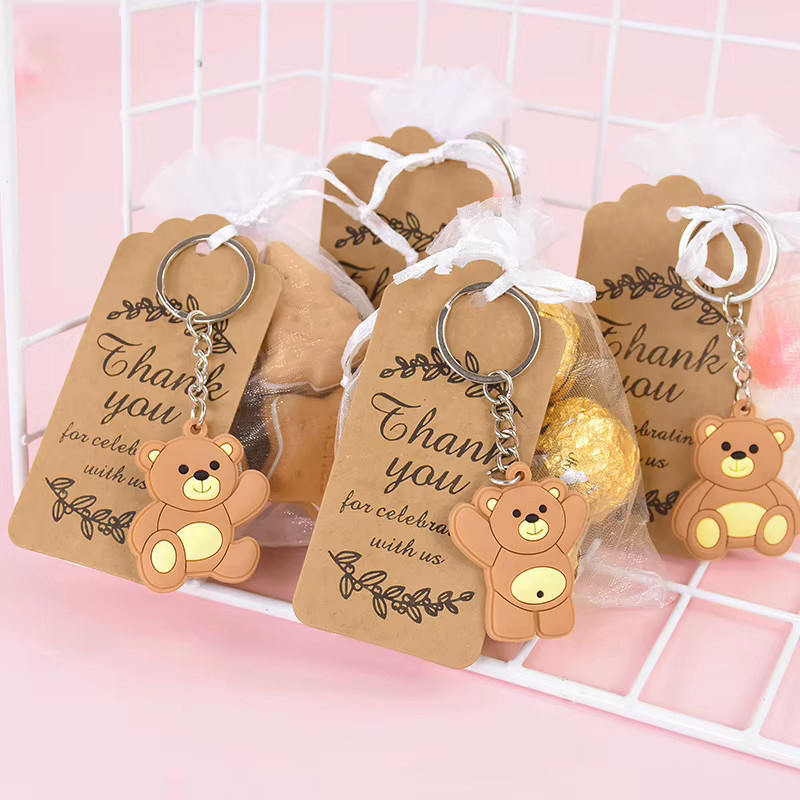 10 Stück ZQNYCY Kraftpapier Geschenktüten mit Bären-Motiv und Thank-You-Etikett in Braun für Süßigkeiten und Snacks bei Hochzeiten oder Geburtstagen - Bild 1