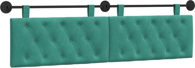 vidaXL Wandmontiertes Polsterpaneel aus Samt in Türkis, B/H/T: 170 x 55 x 7 cm - Bild 1