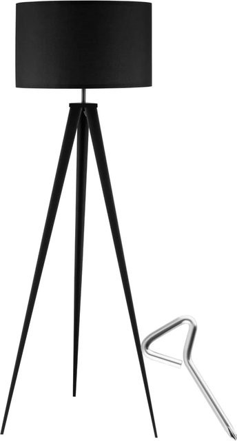 tectake Lunaris Stehleuchte Schwarz mit Dreibeingestell aus Stahl und Textilschirm in Leinenoptik, B/T/H: 57 x 57 x 158 cm - Bild 2