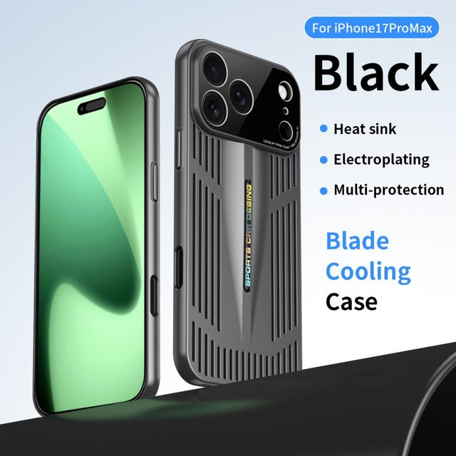 Cool Blade Kühlschutz-Handyhülle für iPhone 17 Air 16 15 14 Plus 13 12 Pro Max, stoßfeste Wärmeableitungsabdeckung in Rot - Bild 1