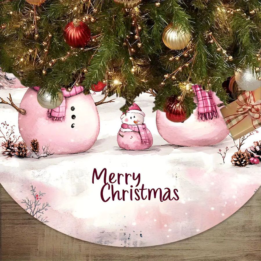 VIKAMA Weihnachtsbaum Rock mit rosa Schneemann Druck zur Weihnachtsdekoration - Bild 3