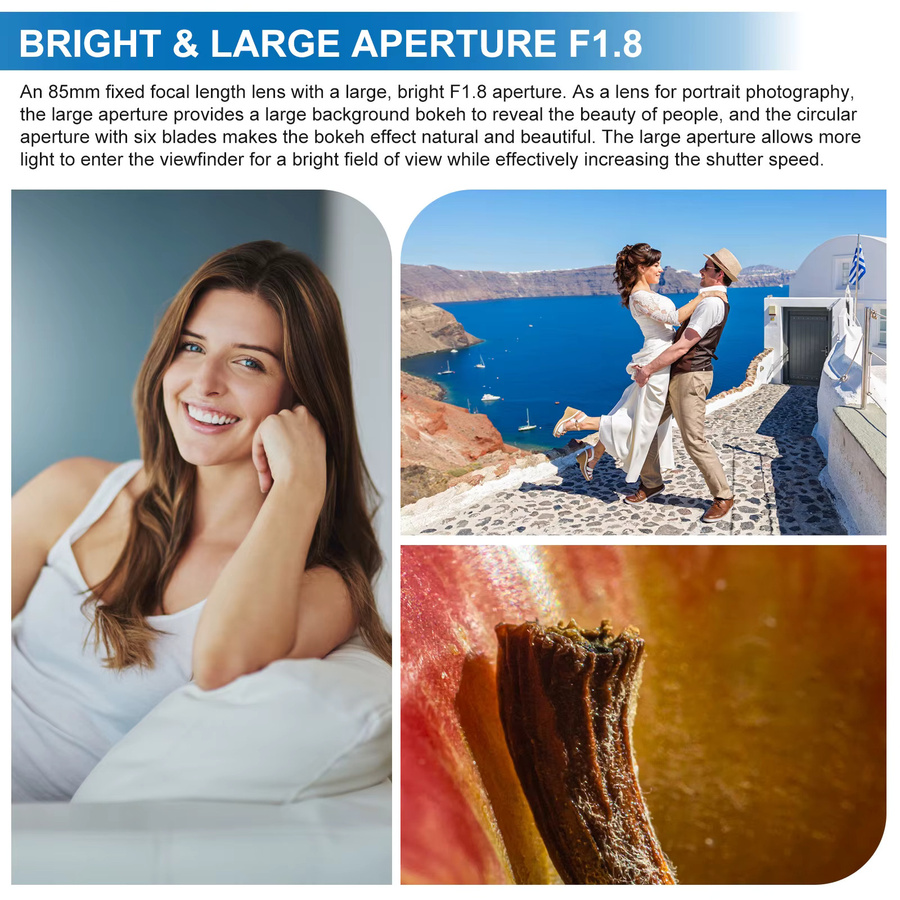 Lightdow 85 mm f/1.8 Porträtobjektiv für Canon Sony Nikon DSLR-Kameras in Schwarz mit manuellem Fokus - Bild 6