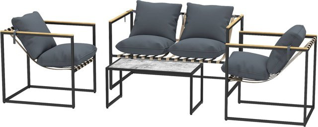Outsunny Gartenmöbel-Set modern in Grau aus Polyester und Stahl, B/H/L: 70 x 67 x 114 cm - Bild 1