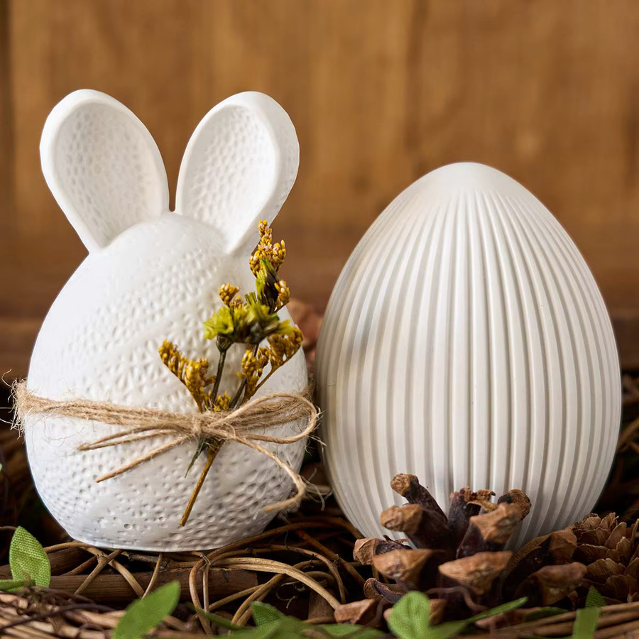 UDOCOOL Ostern Silikonform für Duftkerzen und Gips Handwerk mit 3D Mustern wie Ei, Kaninchen und Kürbis in Weiß - Bild 3