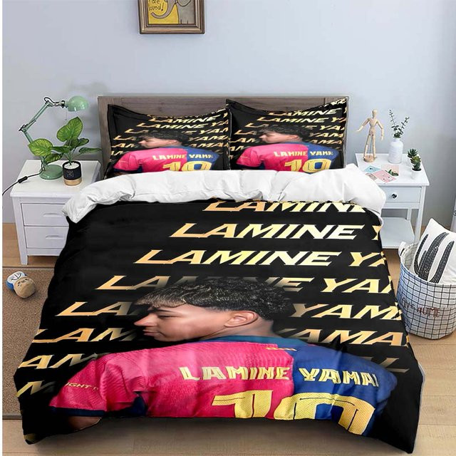 Gu Tao Bettwäsche-Set Spanien Fußball Lamine Yamal Design, Schwarz, B: 172 cm, H: 218 cm - Bild 1