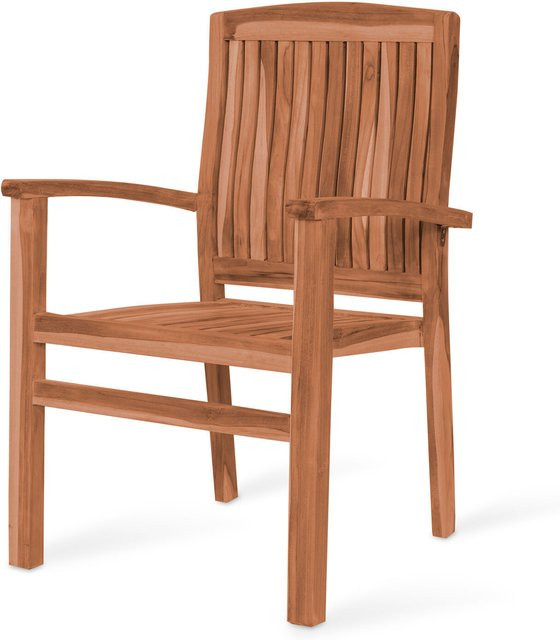 OUTFLEXX Washington Stapelsessel aus Teakholz in Braun, B/T/H: 62 x 56 x 92 cm - Bild 1
