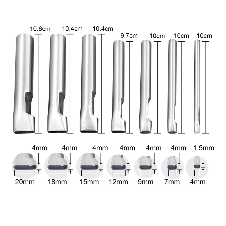 Ovaler Locher aus Stahl für Lederhandwerk in Silber, verschiedene Durchmesser von 1,5 mm bis 20 mm - Bild 3