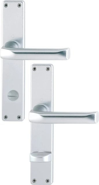 Hoppe Bad- und WC-Langschild-Garnitur London in Aluminium Natur/Silber mit Schraubbefestigung - Bild 1