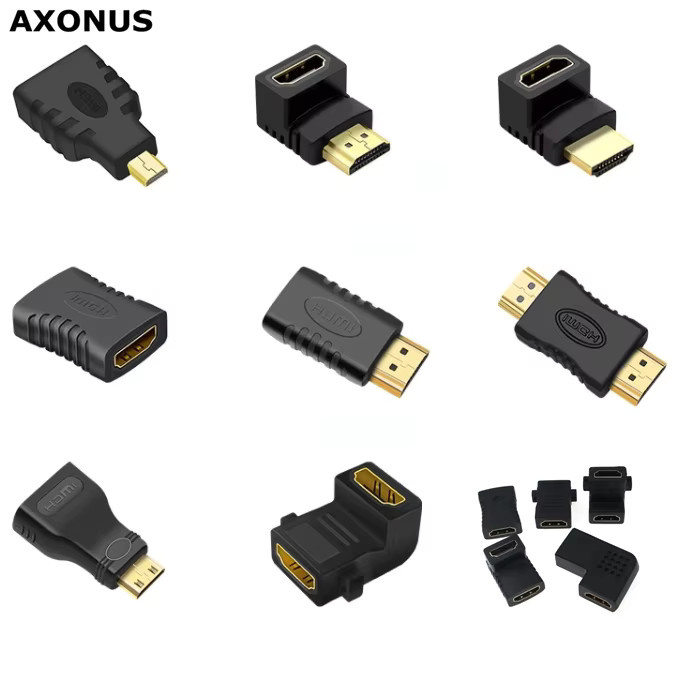 AXONUS Micro Mini HDMI Adapter 90-Grad-Rechtswinkel auf HDMI Buchse in Schwarz - Bild 2