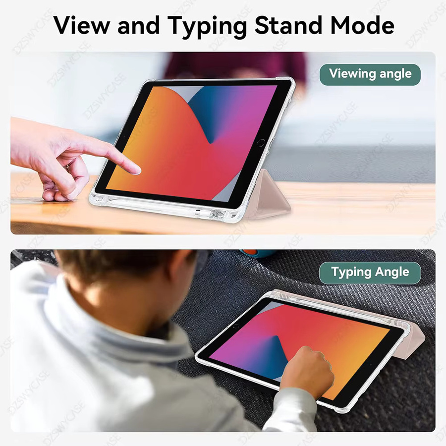 DZSWYCASE Schutzhülle für iPad 9./8./7. Generation 10,2 Zoll, iPad Air 3 10,5 Zoll und iPad Pro 10,5 Zoll mit Stifthalter und transparenter Rückseite, Schwarz - Bild 5