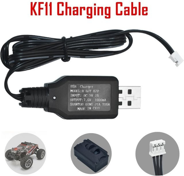 USB-Ladegerät für KF11 Fernbedienungsauto, 7,6 V Ladekabel in Schwarz - Bild 1