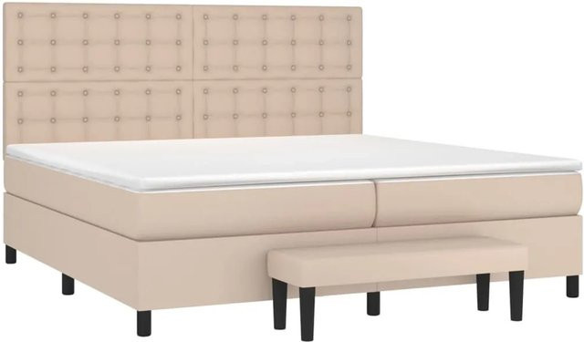 vidaXL Boxspringbett Hybrid mit Taschenfederkern in Braun, B/T/H: 200 x 200 x 128 cm - Bild 1