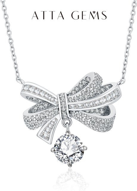 Attagems Anhänger-Halskette, 925 Silber, Moissanit, Zirkonia, Unisex - Bild 1