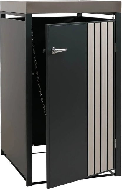 Proregal Mülltonnenverkleidung mit Pflanzkasten in Anthrazit Holzoptik aus verzinktem Stahl, H x B x T: 125 x 68 x 84 cm - Bild 1