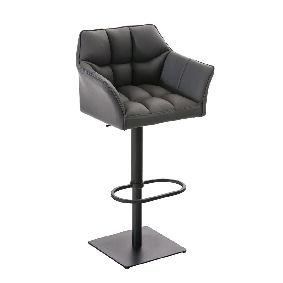 DELUKE Barhocker SIHAR höhenverstellbarer Barstuhl aus Kunstleder in Grau und Schwarz, drehbar mit Lehne, B/T/H: 64 x 45 x 88 cm - Bild 2