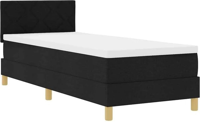 vidaXL LED Boxspringbett mit Matratze Schwarz B/T/H: 80 x 200 x 83 cm, Hybrid-Matratze mit USB-Anschluss und Unterbettbeleuchtung - Bild 1