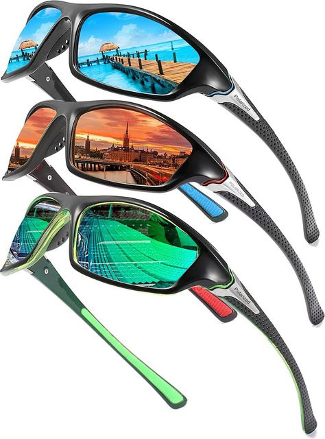 AWGSEE Sonnenbrille, Vollrand, Kunststoff, Schwarz, Unisex, polarisiert - Bild 1