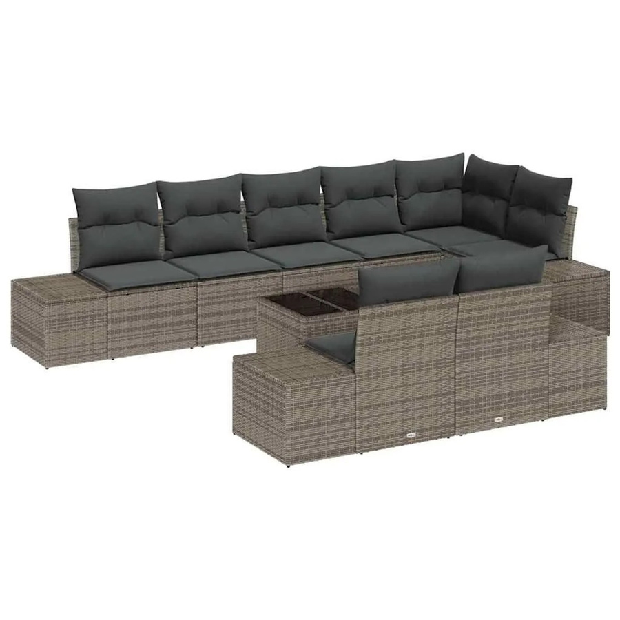 vidaXL Gartensofa-Set aus Polyrattan in Grau mit L-Form, Ecksofa, Couchtisch und integriertem Sitzkissen-Speicher - Bild 2