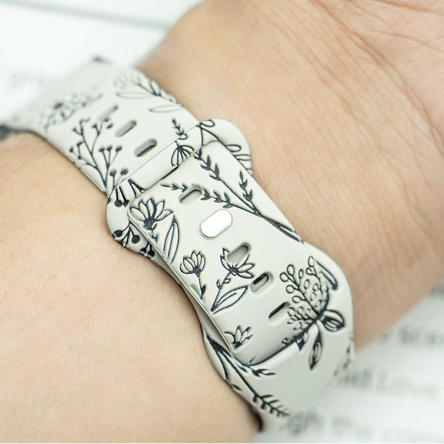CAOWTAN Uhrenarmband Silikon, Floral graviert, Redmi Watch 6/5/4, Xiaomi MiBand 9pro/8pro - Bild 2