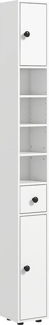 kleankin Badezimmerschrank modern in Weiß aus Spanplatte mit Türen und Regalfächern, H x B x T: 180 x 20 x 20 cm - Bild 1