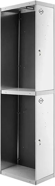 PROREGAL Spind AMEGO Anbaumodul mit 2 Abteilen, Schließfach Garderobe, Grau-Weiß, H x B x T: 180 x 40 x 50 cm - Bild 1