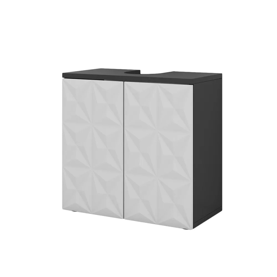 Vicco Waschtischunterschrank Edge Badezimmer Schrank in Schwarz Weiß mit 2 Türen B/T: 60 x 57 cm - Bild 3