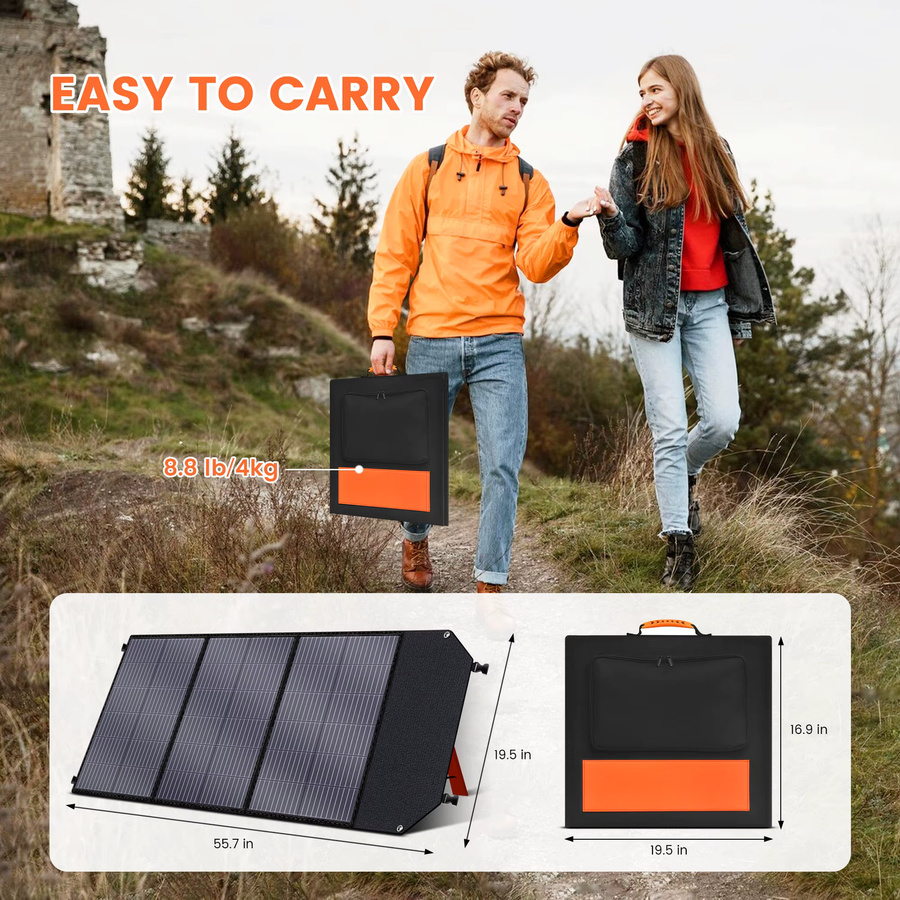 CTOLITY 100W tragbares Solarpanel, faltbares wasserdichtes Solarladegerät in Schwarz für Camping und Vanlife - Bild 5