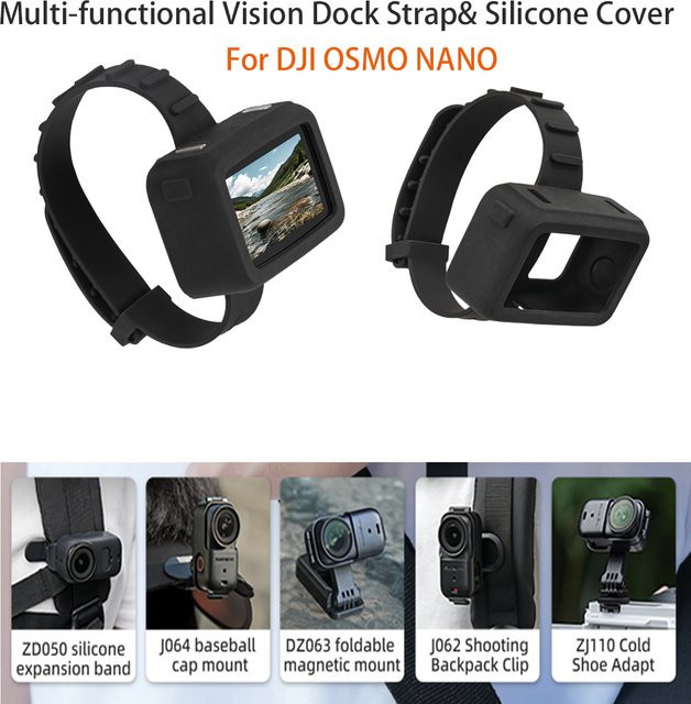 DJI Osmo Nano Vision Dock Silikonarmband Schutzhülle in Schwarz, stoßfeste Anti-Scratch Abdeckung für Handgelenkhalterung - Bild 1