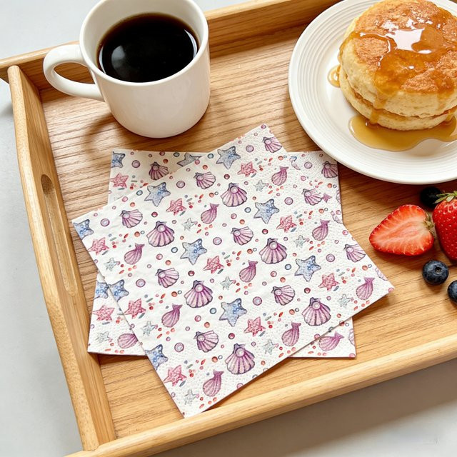 20 Stück 3-lagige Papierservietten mit Muscheln, Perlen und Seesternen in Multicolour für Geburtstage, Afternoon Tea und Bastelarbeiten - Bild 1