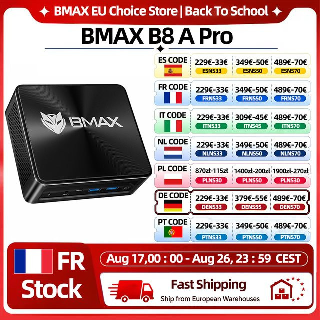 BMAX B8 A Pro Mini PC mit AMD Ryzen 7 8745HS Prozessor, AMD Radeon 780M Grafik, 16GB RAM, 512GB SSD, Windows 11, Schwarz - Bild 1