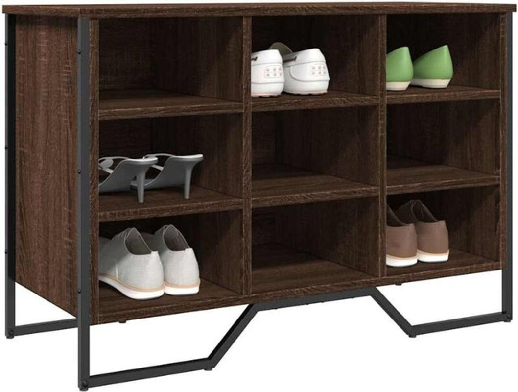Vidaxl Schuhregal in Braun Eichen-Optik aus Holzwerkstoff und Metall im Industrial Design B/T/H: 90 x 38 x 61,5 cm - Bild 1