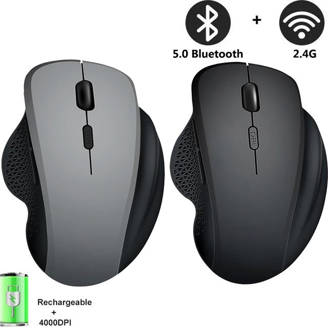 Kebidumei Kabellose Bluetooth-Maus mit 4000 DPI und USB-Empfänger, wiederaufladbare leise Maus für PC, Laptop und Macbook - Bild 1