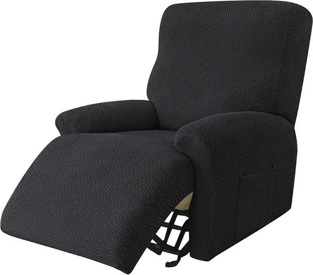 Elastischer Jacquard Sesselbezug in Grau als Möbelschutz für dein Wohnzimmer - Bild 1