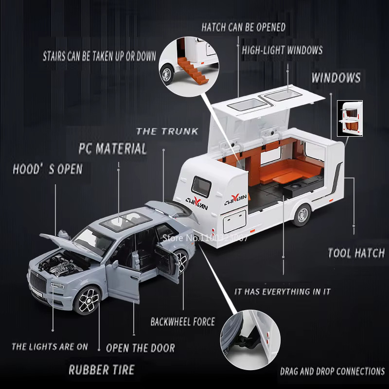 MAKEDA Rolls Royce Cullinan RV, Modellauto, 1:32, Metall, mit Licht und Sound - Bild 2