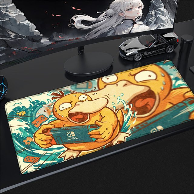 Bandai Pokemon Psyduck Gaming-Mauspad in Multicolour, großes wasserdichtes Mauspad mit Gummibasis und genähten Kanten - Bild 1