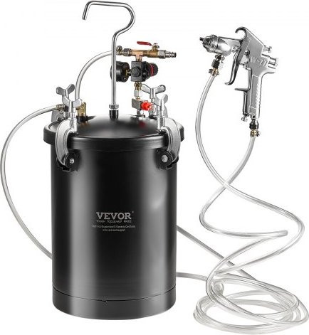 VEVOR Druckbehälter für Sprühfarbe aus Stahl, 15 l, Schwarz, mit Spritzpistole und Druckmesser für Heimdekoration und Industrielackierung - Bild 1