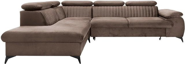 Schlafsofa Samara von Pascal Morabito in Taupe mit Samtbezug und L-Form, Breite: 275 cm - Bild 1