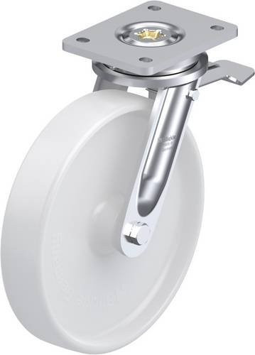 Blickle LO-PO 250G-ST Lenkrolle mit Feststeller in Weiß und Stahl, Rad-Durchmesser: 25 cm, Tragfähigkeit: 1000 kg - Bild 1