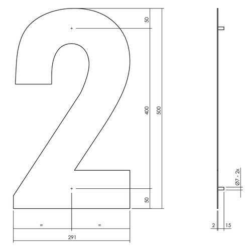 Intersteel Hausnummer Nummer 2 XXL aus Edelstahl in Mattschwarz - Bild 2
